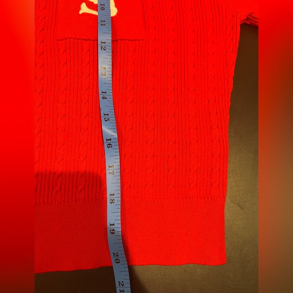 Sandro Paris Dorian Cropped Red Sweater Embroidered Monogram S Pocket Cable Knit - Picture 6 of 16
